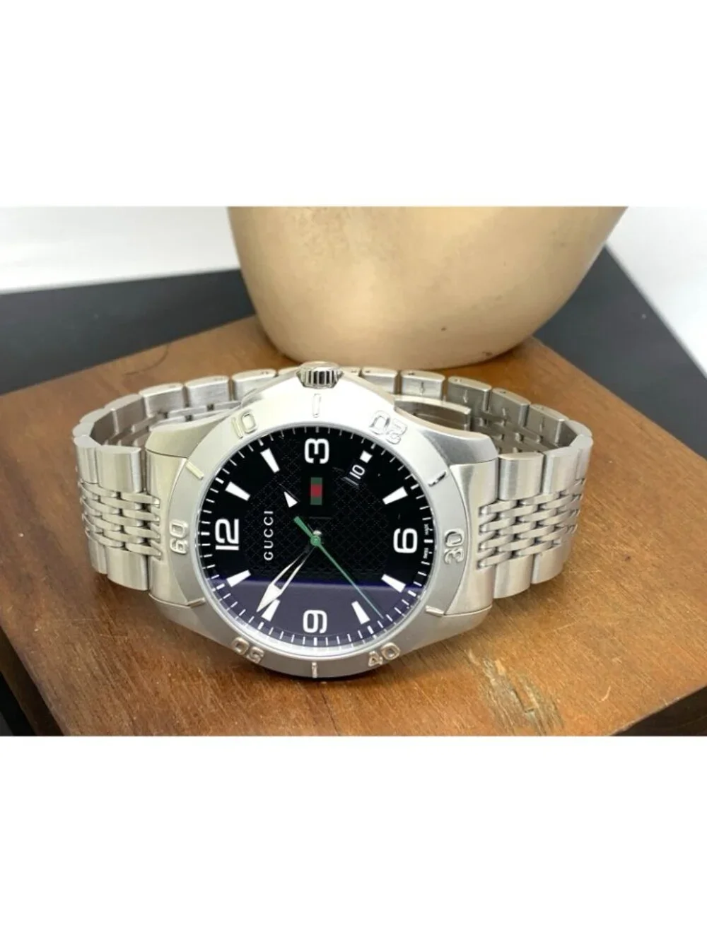 Gucci Men's Watch YA126201 G-Timeless Swiss Quartz Black Dial Stainless Steel